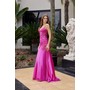 Nox Anabel E1532 Lace Detail Satin V-Neck Formal Evening Gown
