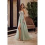 Nox Anabel G1371 Glitter Bandeau A-Line Formal Evening Gown With Split