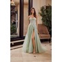 Nox Anabel G1371 Glitter Bandeau A-Line Formal Evening Gown With Split