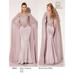 Lucci Lu LL-C8067 Stretch Crepe Chiffon Formal Evening Gown