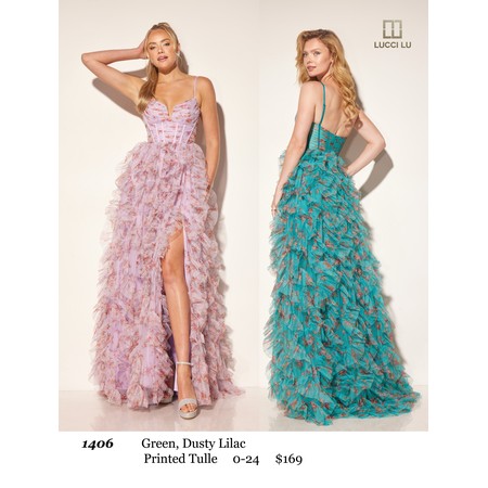 Lucci Lu LL-1406 Printed Layered Formal Evening Gown