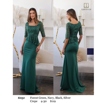 Lucci Lu LL-6051 Crepe Gem-Adorned Formal Gown