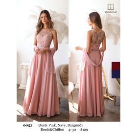 Lucci Lu LL-6052 Beads Chiffon Formal Gown