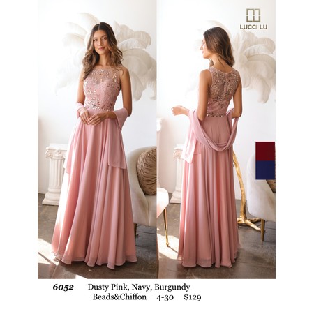Lucci Lu LL-6052 Beads Chiffon Formal Gown