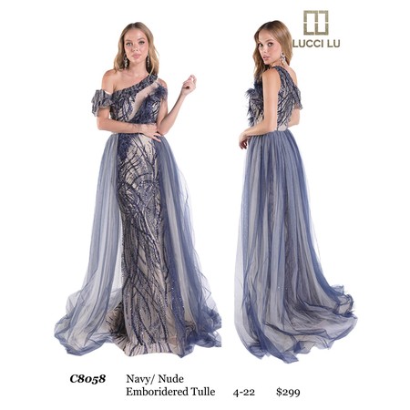 Lucci Lu LL-C8058 Adorned Tulle Formal Evening Gown Style C805