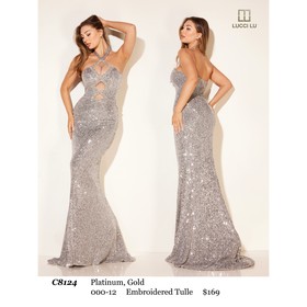 Lucci Lu LL-C8124 Ornate Sheer Overlay Formal Gown Style C812