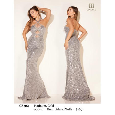 Lucci Lu LL-C8124 Ornate Sheer Overlay Formal Gown Style C812