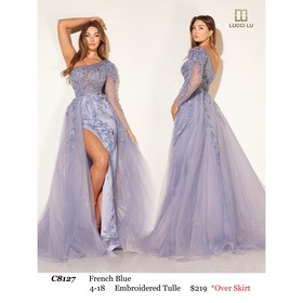 Lucci Lu LL-C8127 Detailed Tulle Formal Evening Gown Style C812