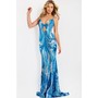 JOVANI 49376A Shimmer Swirl Scallop Deep V Prom Gown