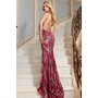 JOVANI 49376A Shimmer Swirl Scallop Deep V Prom Gown