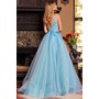 JOVANI 23577A Floral Delicate Plunging Ballformal Gown