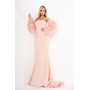 JOVANI 1226A 1226 Bandeau Trumpet Evening Dress With Feathered Sleeves