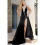 JOVANI 47787A Crystal Rhinestone Trim Plunging Velvet Formal Evening G