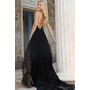 JOVANI 47787A Crystal Rhinestone Trim Plunging Velvet Formal Evening G
