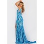 JOVANI 40755A Sleeveless Floral Shimmeringing Evening Gown