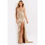 JOVANI 38847A Sleeveless Fringe Embellished Formal Wear