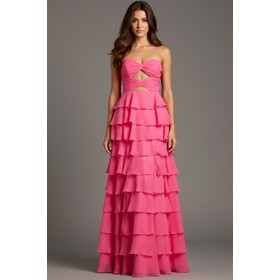 JOVANI 47898A Ruffle Chiffon Flared Prom Formal Wear