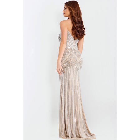JOVANI 49248A Deep Vline Intricate Jeweled Prom Evening Wear