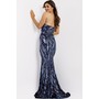 JOVANI 49137A One Shoulder Geometric Shimmeringing Gown