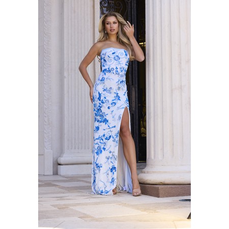 JOVANI 45066A Floral Beaded Tube Style Evening Formal Evening Gown
