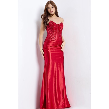 JOVANI 50012A Bandeau Embellished Corset Glossy Evening Wear