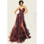 JOVANI 45712A Floral Print Ruffle Flared Prom Evening Wear