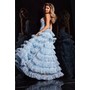 JOVANI 36571A Floral Mesh Flared Prom Gown