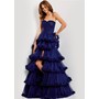 JOVANI 47139A Tiered Ruffle Flared Prom Gown With Split