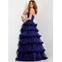 JOVANI 47139A Tiered Ruffle Flared Prom Gown With Split