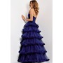 JOVANI 47139A Tiered Ruffle Flared Prom Gown With Split