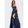 JOVANI 47742A Tiered Beaded Flared Prom Gown