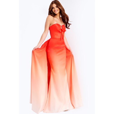JOVANI 47554A Ombre Tube Style Pleated Overskirt Formal Gown