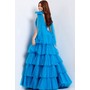 JOVANI 48288A Tiered Sheer Overlay Formal Evening Gown With Bow Straps