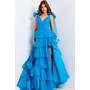 JOVANI 48288A Tiered Sheer Overlay Formal Evening Gown With Bow Straps