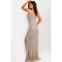 JOVANI 49818A Striped Rhinestone Plunging Sleek Evening Gown