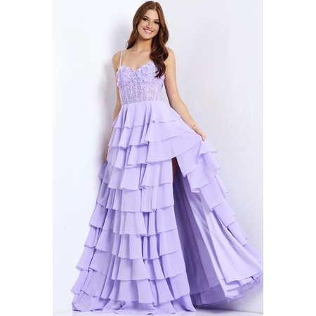 JOVANI 44543A Intricate Corset Ruffle Princess Cut Evening Gown