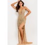 JOVANI 48509A Leaf Crystal Plunging V-Neck Tailored Gown