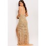 JOVANI 48509A Leaf Crystal Plunging V-Neck Tailored Gown