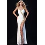 JOVANI 49800A Floral Crystal Plunging Crepe Gown