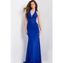 JOVANI 48373A Halter Plunge Crystal Rhinestone Formal Evening Gown