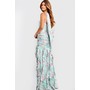 JOVANI 47580A Textured Skirt Straight Across Floral Gown