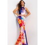 JOVANI 42559A Tied Neck Keyhole Printed Prom Evening Wear
