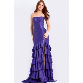 JOVANI 46909A Bandeau Rhinestone Ruffle Evening Wear