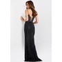 JOVANI 45624A Intricate-Up Back Striped Gem-Adorned Evening Dress