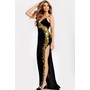 JOVANI 47009A Floral Shimmeringing V-Neckline Prom Evening Gown