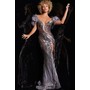 JOVANI 38679A Textured Shoulder Slim Fit Evening Gown