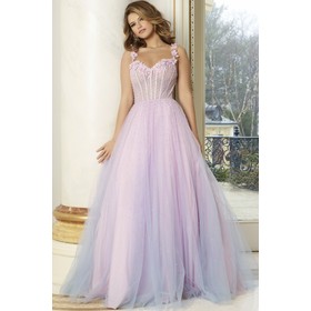 JOVANI 47305A Layered Ombre Skirt Sleeveless Formal Evening Gown