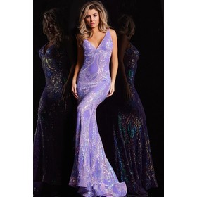JOVANI 38148A Sleeveless Plunging Gown