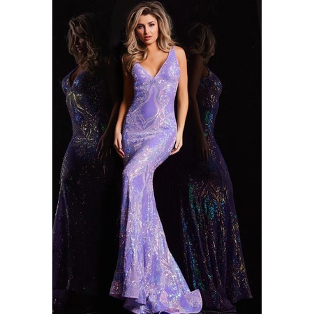 JOVANI 38148A Sleeveless Plunging Gown
