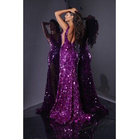 JOVANI 43056A Plunging Shimmeringing Prom Formal Wear